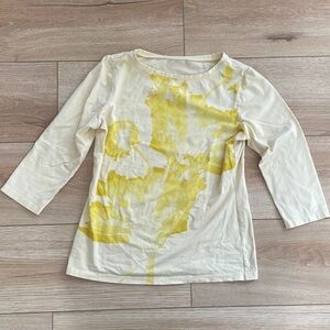 Y2K flower burn yellow quarter sleeve shirt